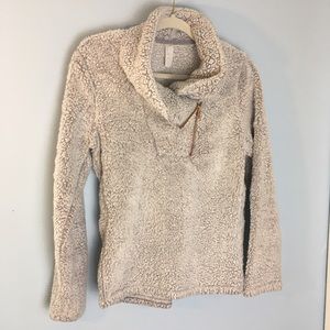 Fuzzy cozy gray teddy bear jacket rose gold zipper